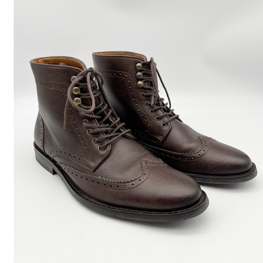 WVS Vegan Leather Lace Up Brown Boot. Size 42